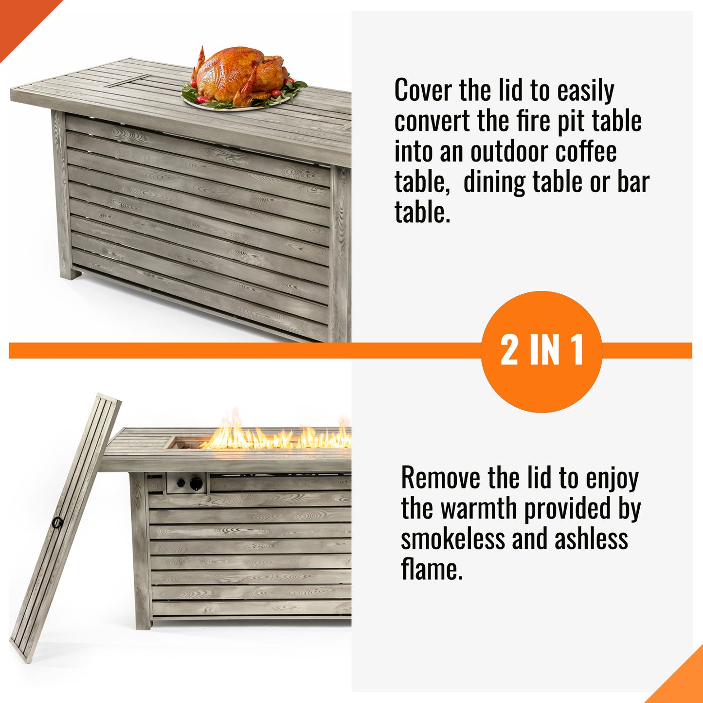 AJ Enjoy 54'' Rectangular Propane/Natural Gas Fire Pit Table