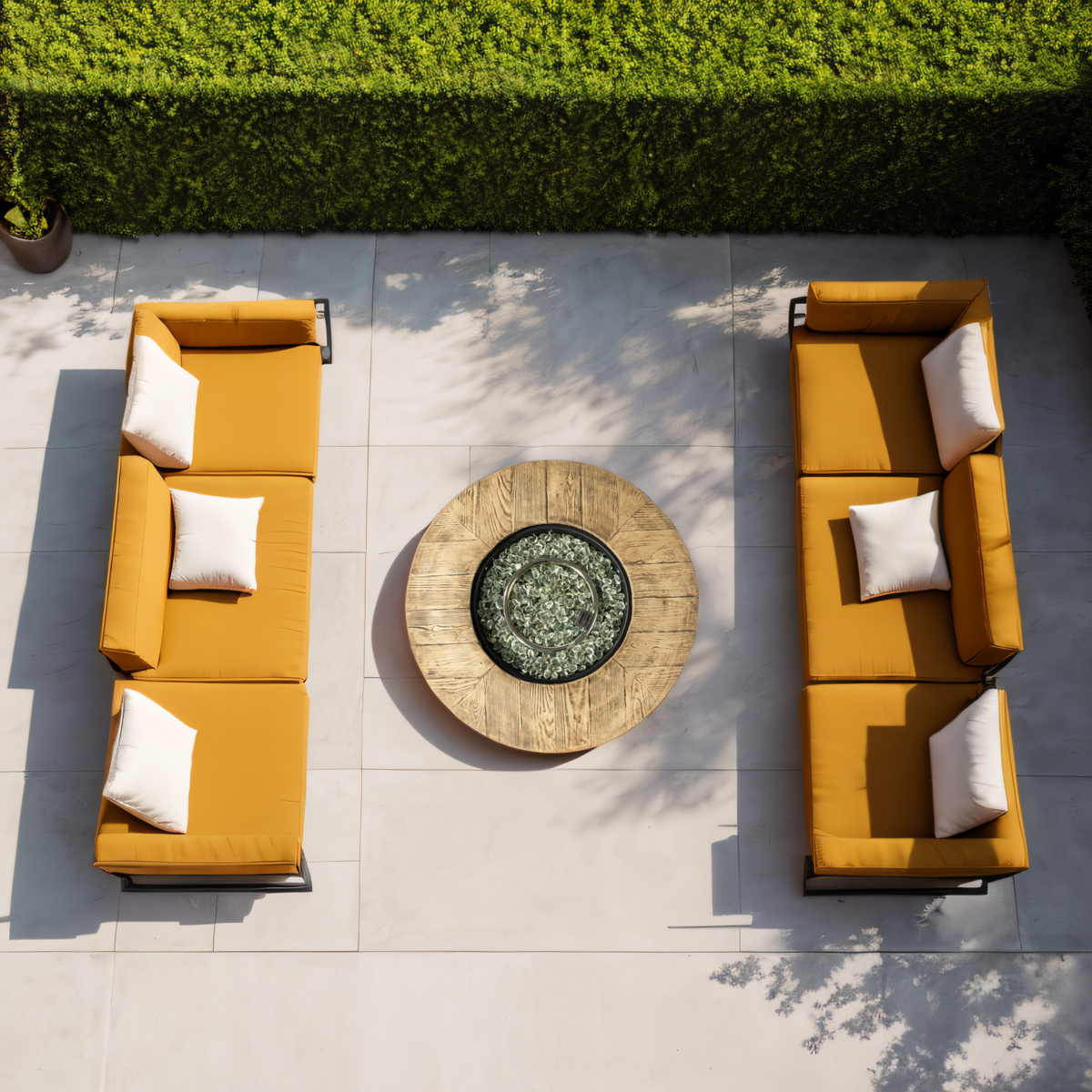 30'' Outdoor Round Wicker Propane Or Natural Gas Fire Pit Table, 50,000 BTU Steel Gas FirePit with Steel Lid, Brown Concrete Color