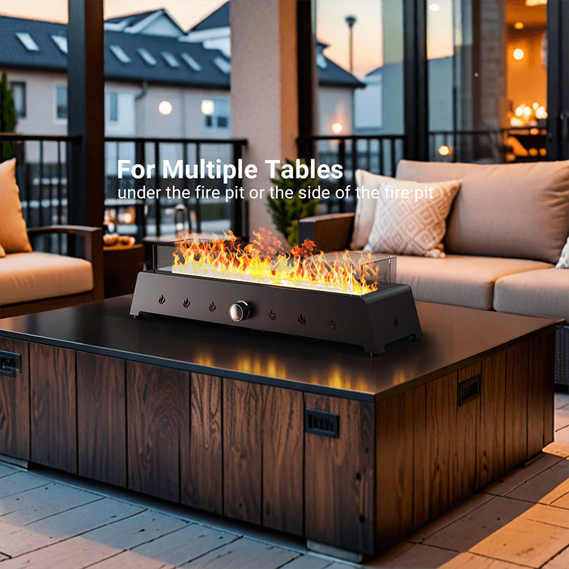 28'' Tabletop Fire Pit, 40,000 BTU Propane/Natural Gas Fire Pit with Bottom Air Intake and Umbrella Hole, Outdoor Portable Fireplace