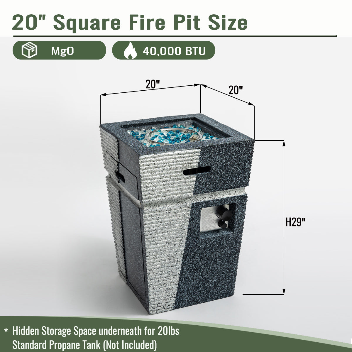 AJ Enjoy 20'' Column Concrete Propane/Natural Gas Fire Pit