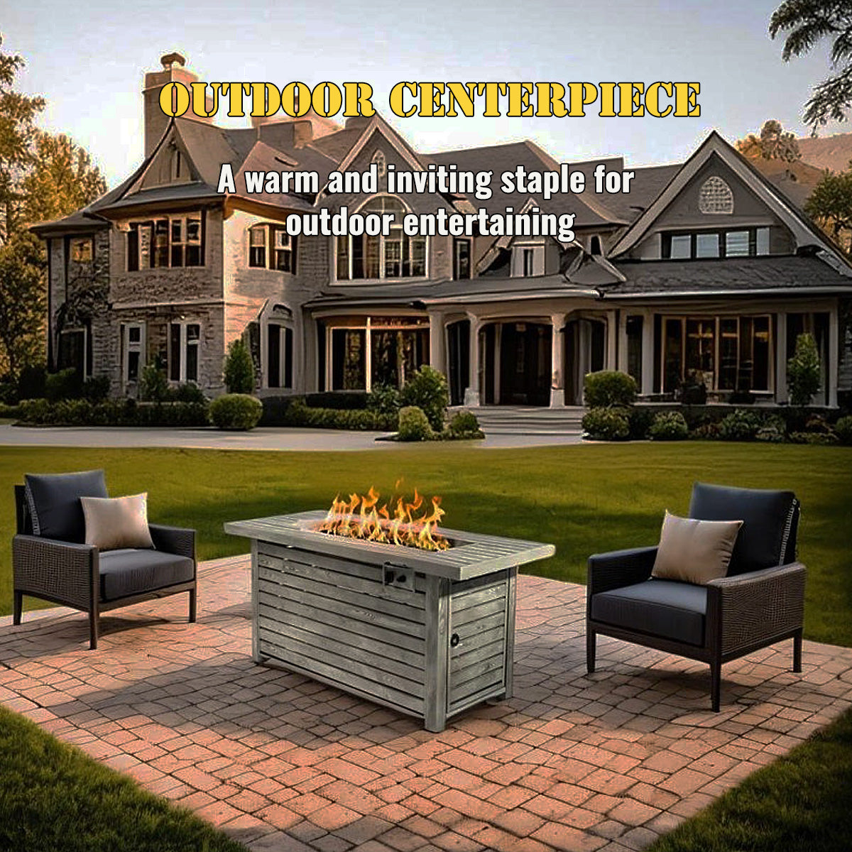AJ Enjoy 54'' Rectangular Propane/Natural Gas Fire Pit Table