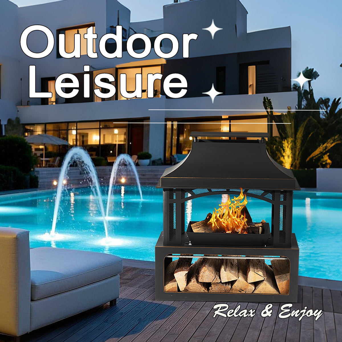 AJ Enjoy 40'' Outdoor Wood-burning Fireplace
