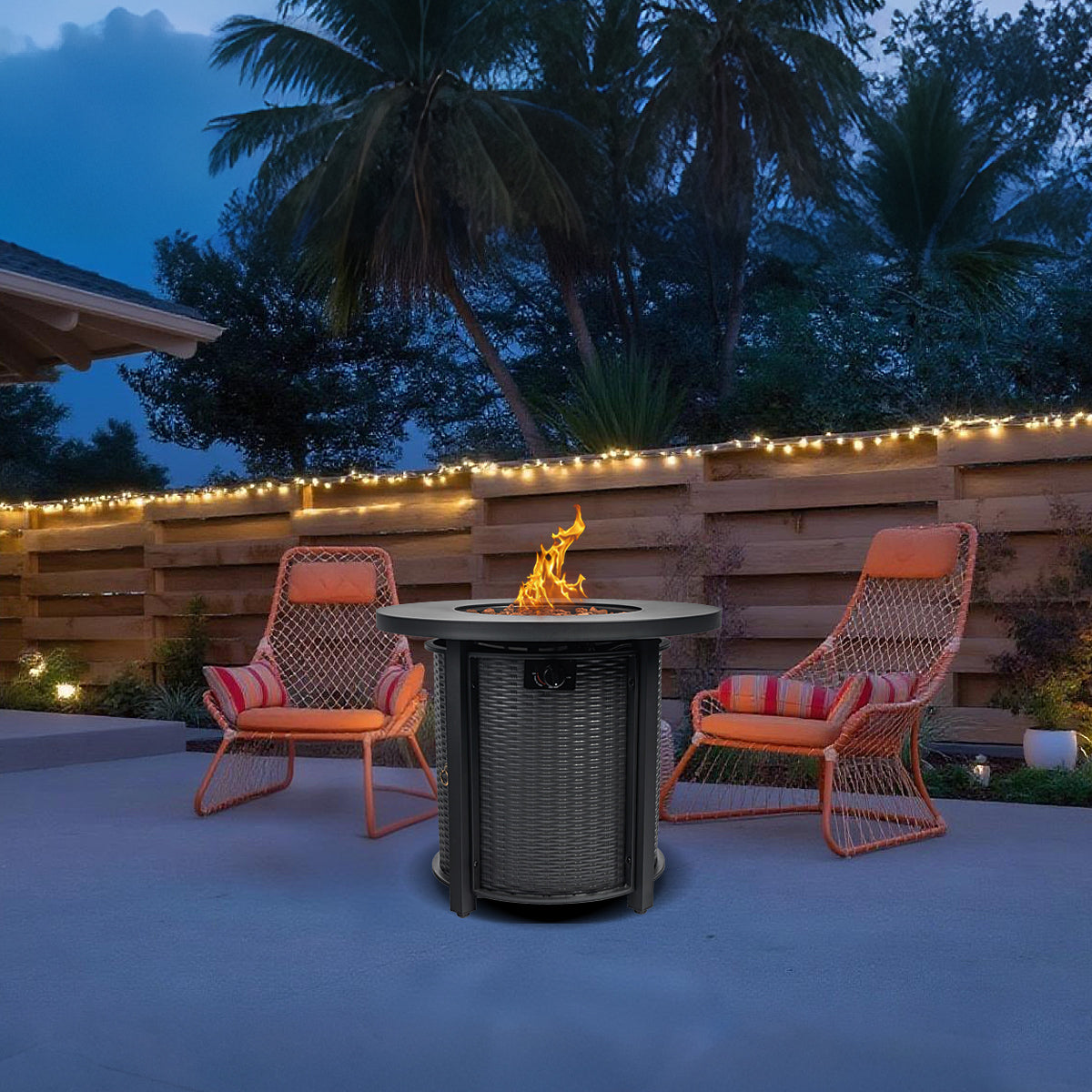 AJ Enjoy 30'' Round Wicker Propane/Natural Gas Fire Pit Table, 2 Colors