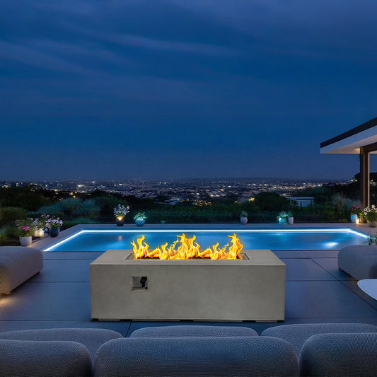 AJ Enjoy 70'' Rectangular Concrete Propane/Natural Gas Fire Pit Table