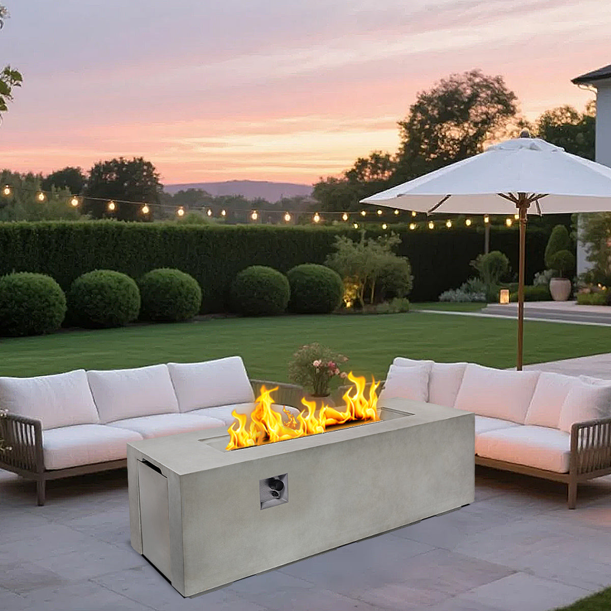 AJ Enjoy 70'' Rectangular Concrete Propane/Natural Gas Fire Pit Table