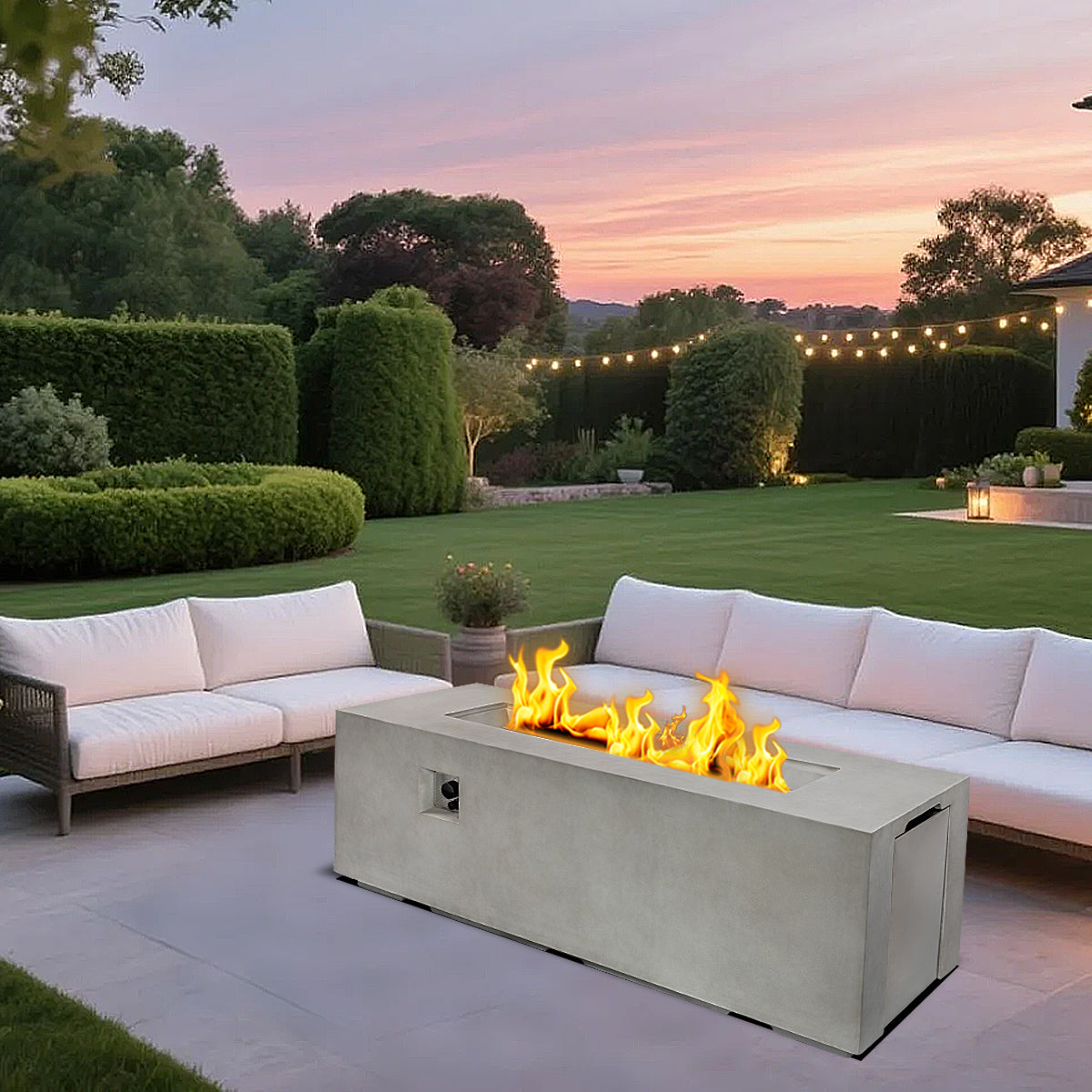AJ Enjoy 70'' Rectangular Concrete Propane/Natural Gas Fire Pit Table