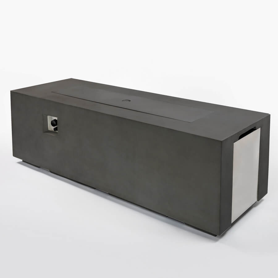 70"W Rectangular Concrete Propane Outdoor Fire Pit Table with Lid, Dark Grey