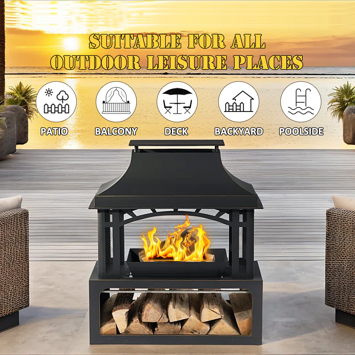 AJ Enjoy 40'' Outdoor Wood-burning Fireplace