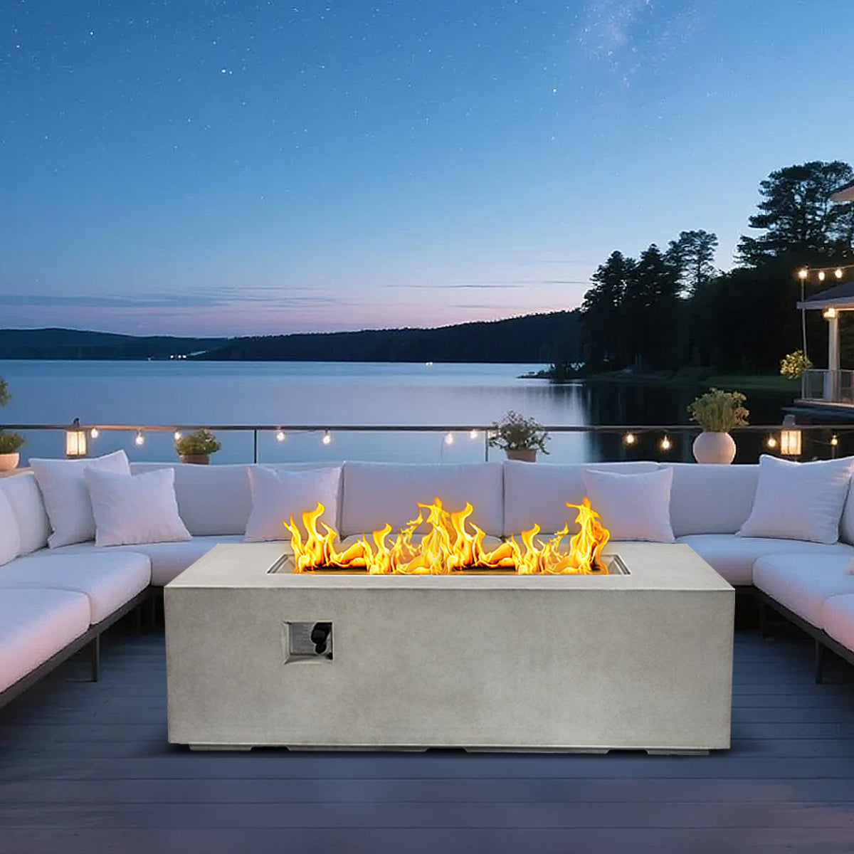 AJ Enjoy 70'' Rectangular Concrete Propane/Natural Gas Fire Pit Table
