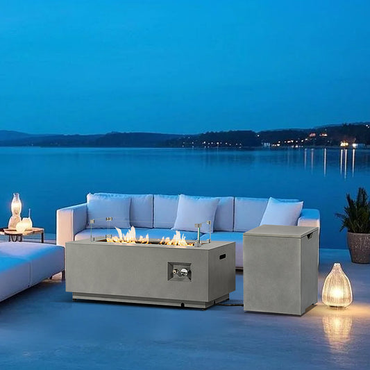 AJ Enjoy 42'' 2-Piece Rectangular Steel Propane/Natural Gas Fire Pit Table Set