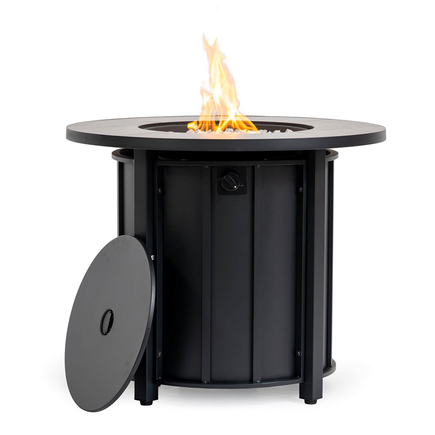 AJ Enjoy 30'' Round Propane/Natural Gas Fire Pit Table, Black