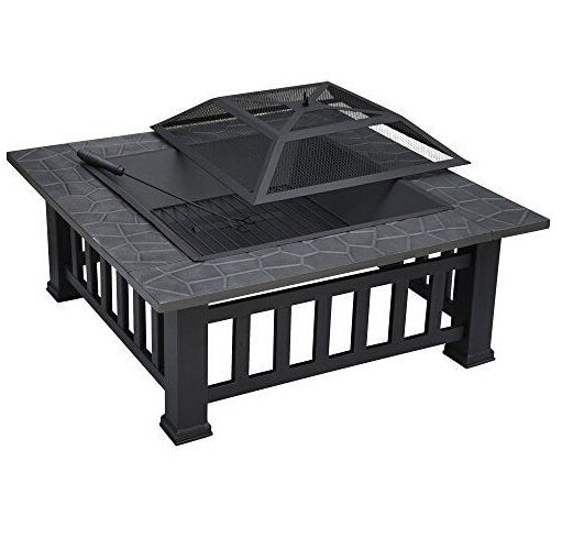 Charcoal Fire Pit with Cover-Antique Finish