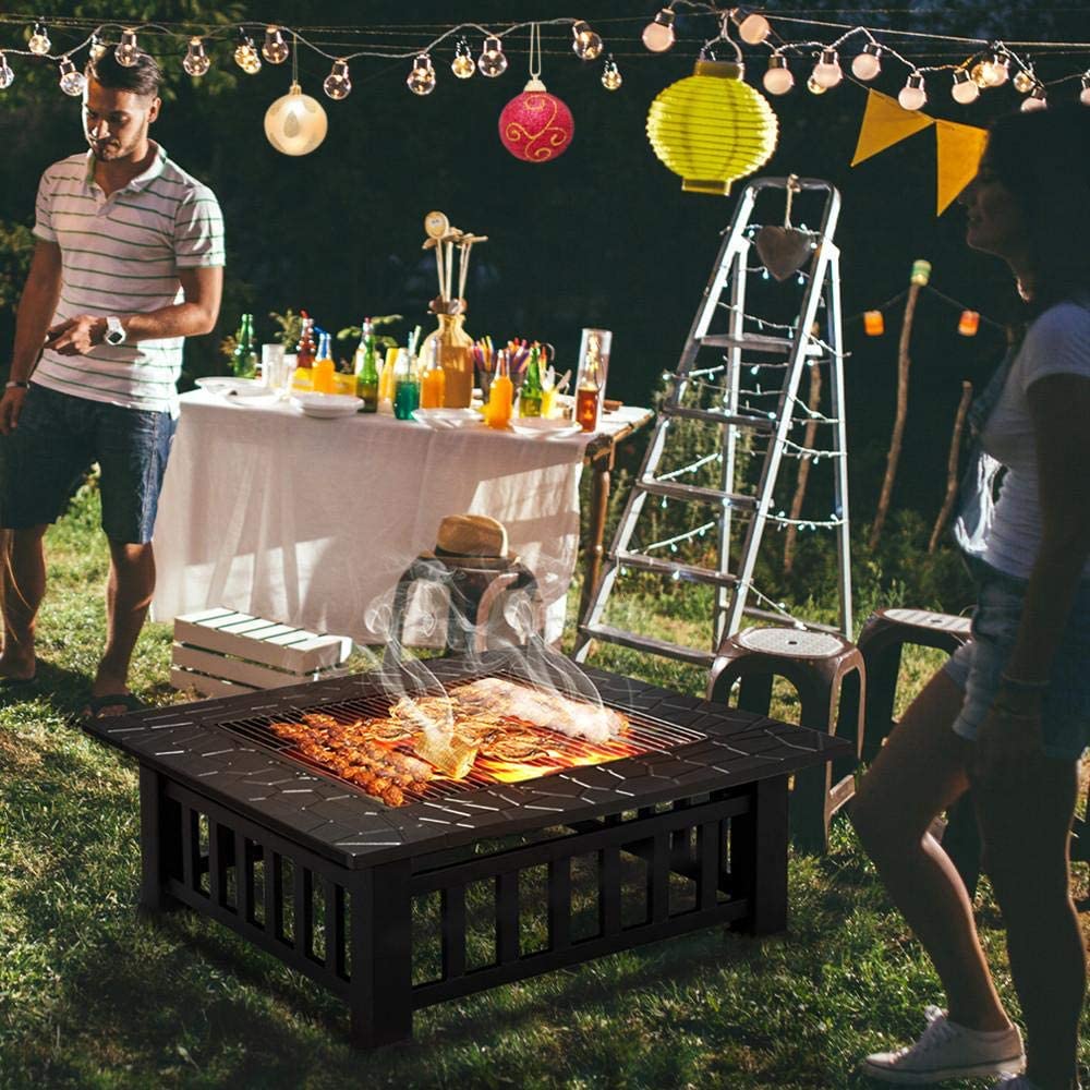 Charcoal Fire Pit with Cover-Antique Finish