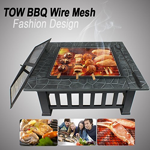 Charcoal Fire Pit with Cover-Antique Finish