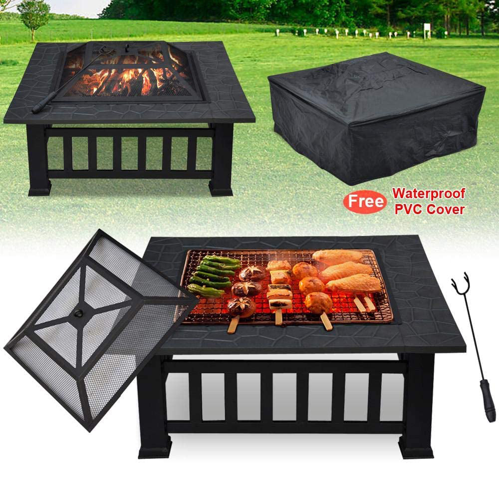 Charcoal Fire Pit with Cover-Antique Finish