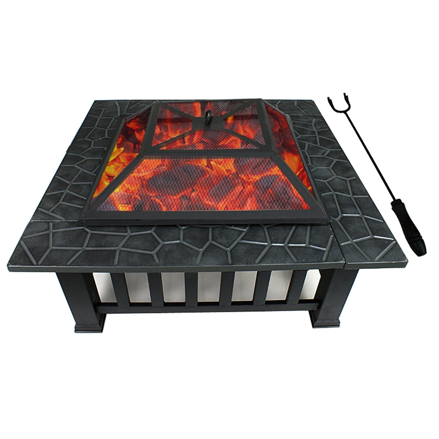 Charcoal Fire Pit with Cover-Antique Finish