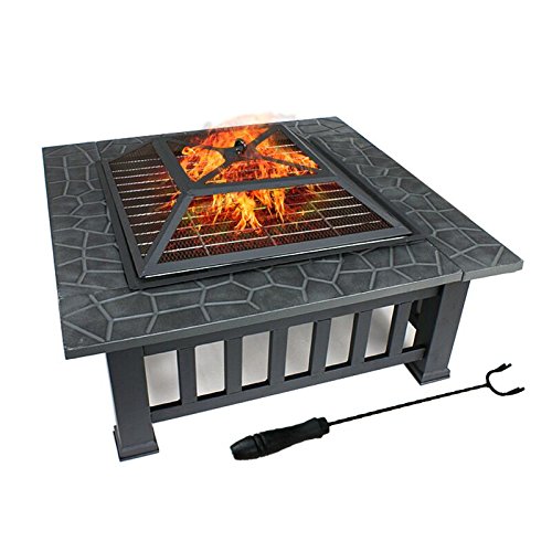 Charcoal Fire Pit with Cover-Antique Finish