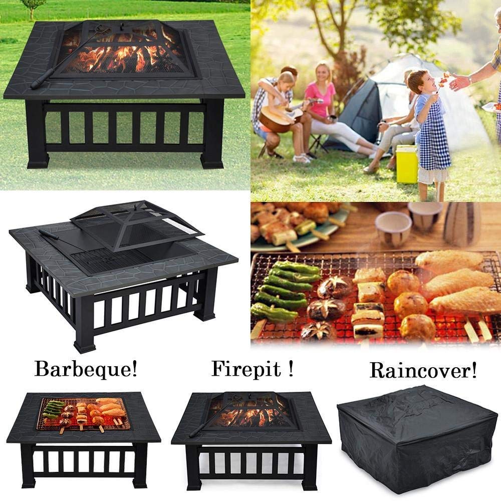 Charcoal Fire Pit with Cover-Antique Finish