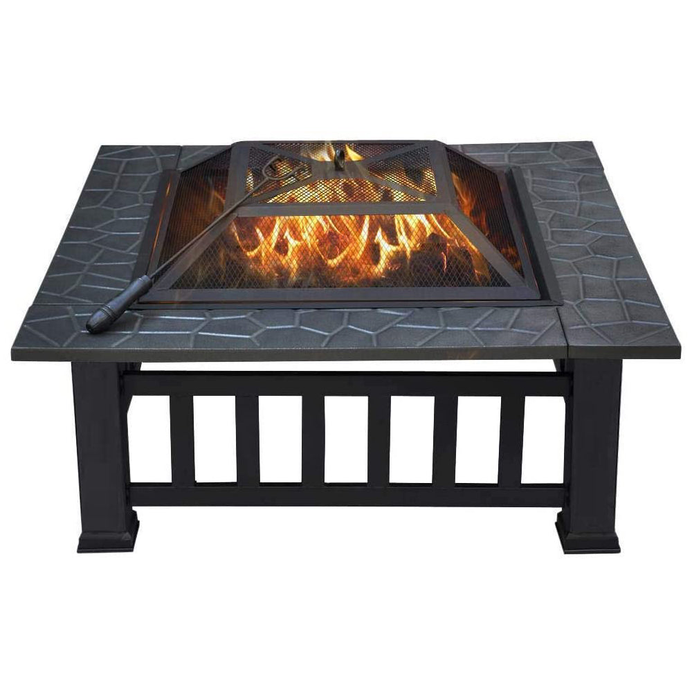 Charcoal Fire Pit with Cover-Antique Finish