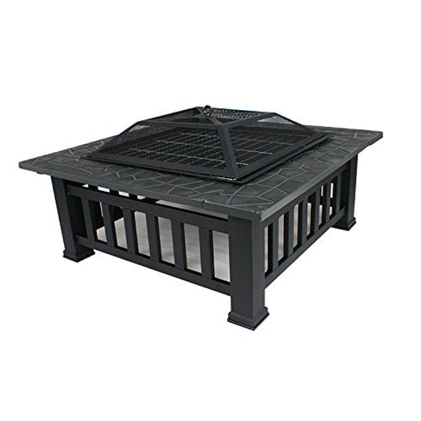 Charcoal Fire Pit with Cover-Antique Finish