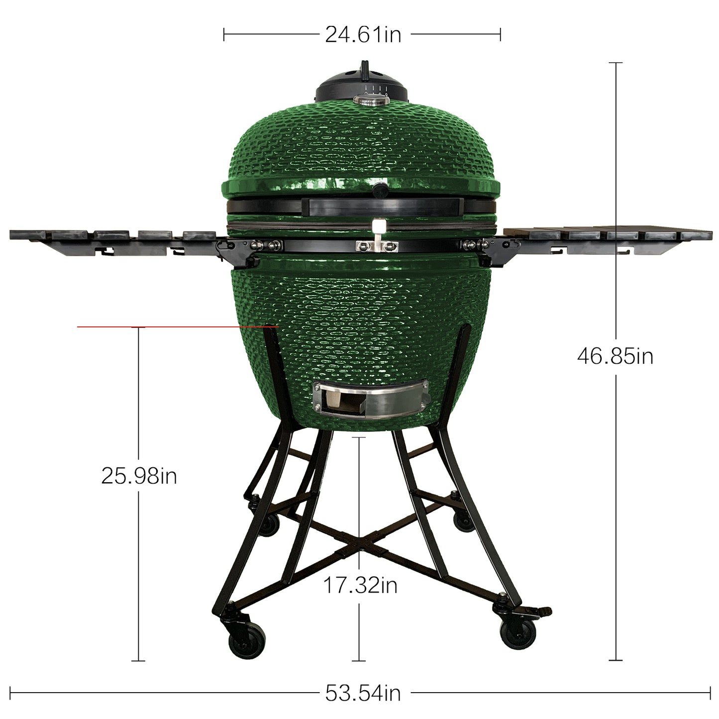 24inch Barbecue Charcoal Grill, Ceramic Kamado Grill with Side Table, Suitable for Camping and Picnic, GREEN