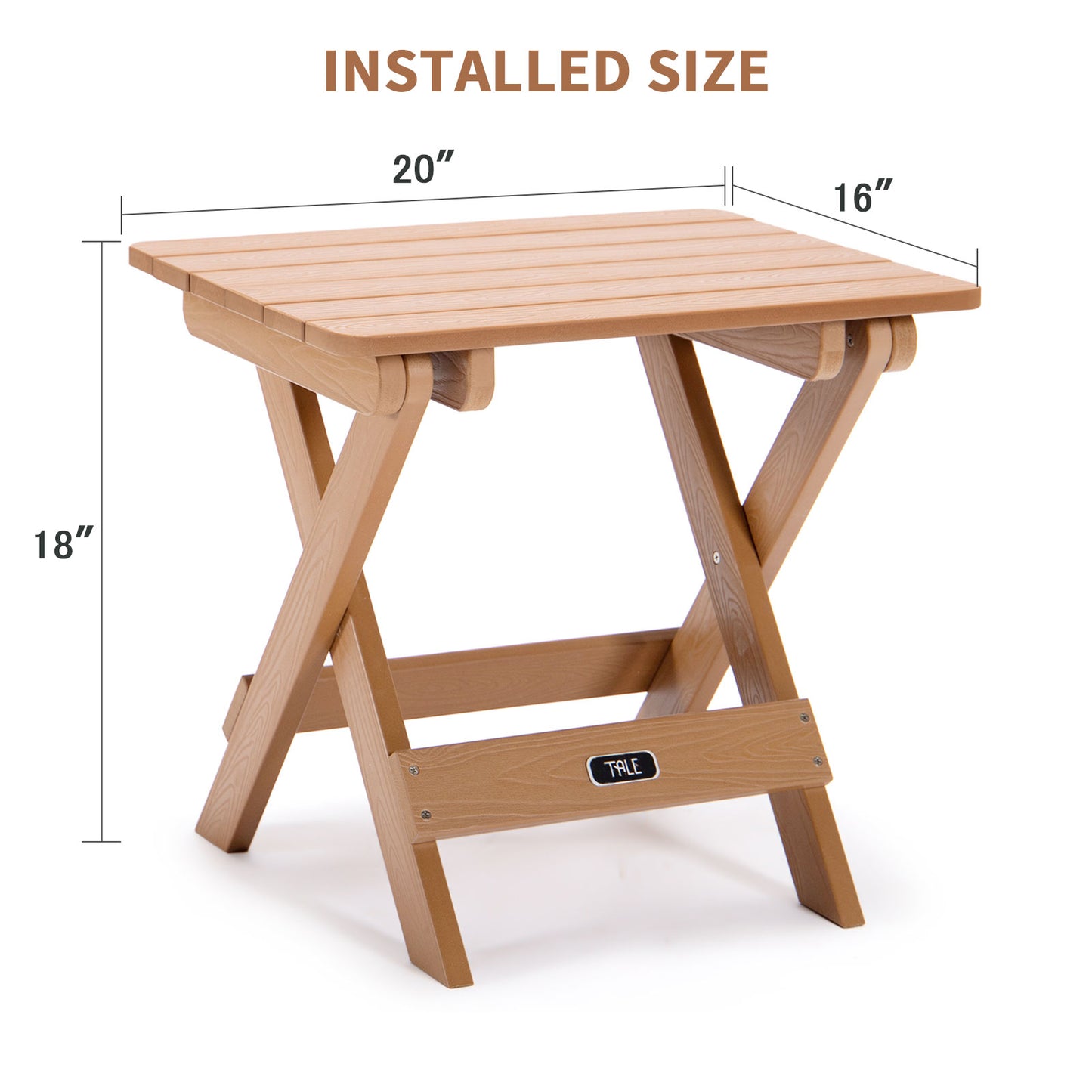 Portable Folding Plastic Wood Table for Outdoor Garden, Beach, Camping, Picnics Brown