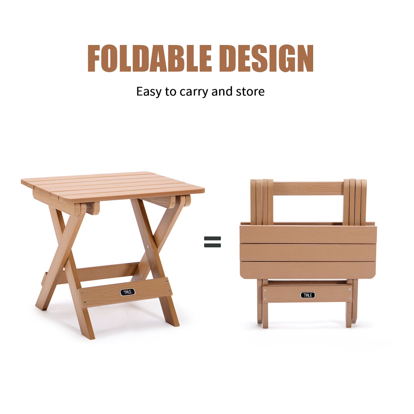 Portable Folding Plastic Wood Table for Outdoor Garden, Beach, Camping, Picnics Brown