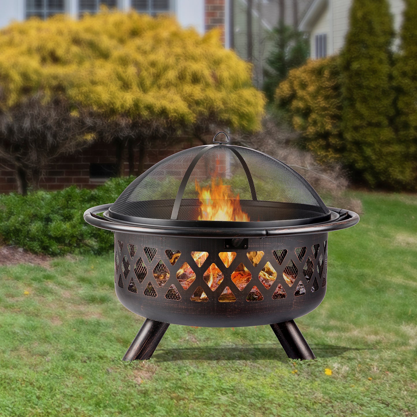 Iron fire pit wood burning