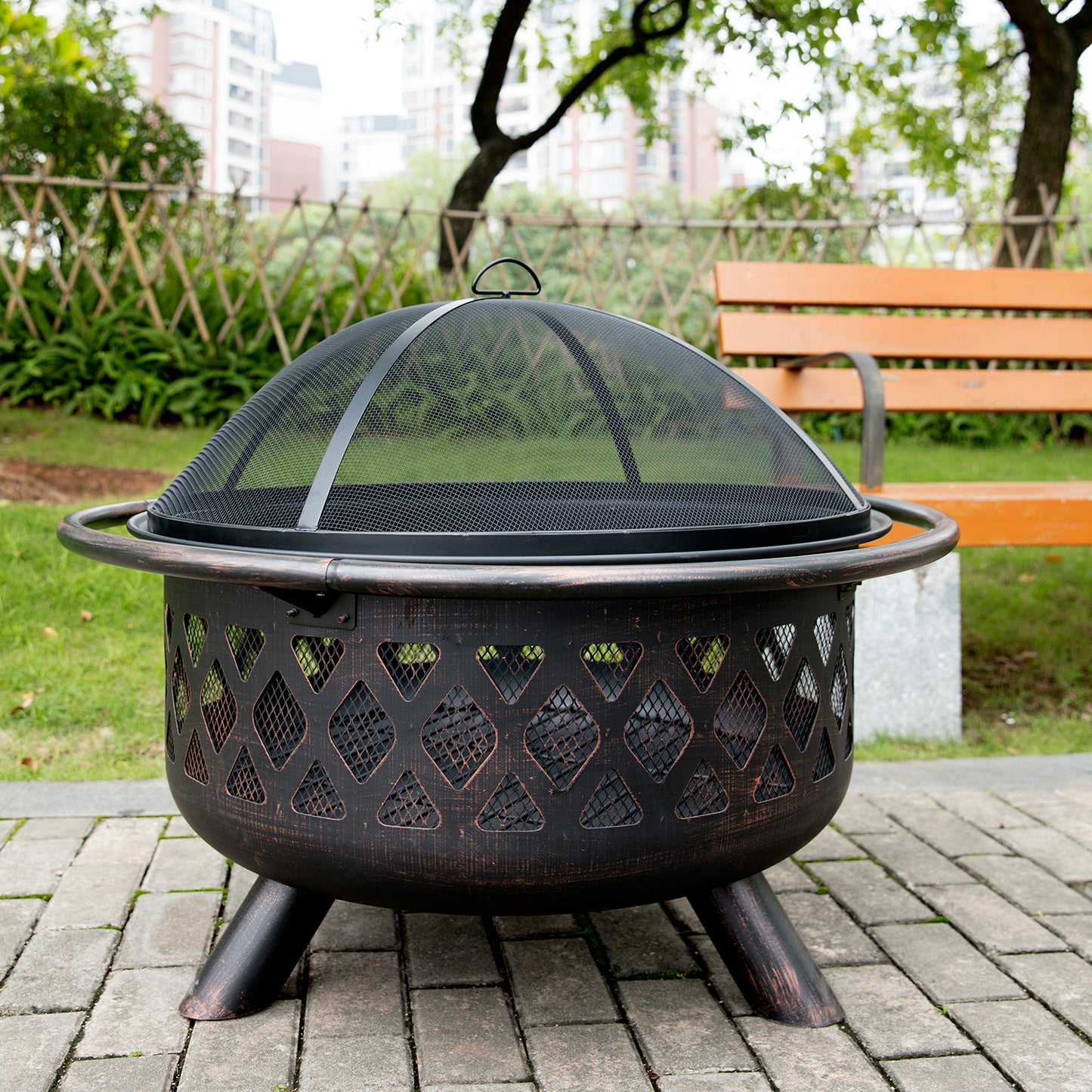Iron fire pit wood burning