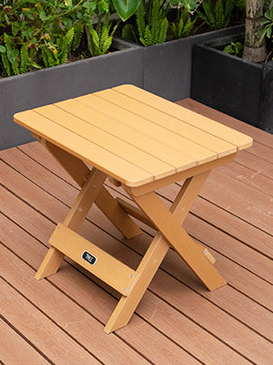 Portable Folding Plastic Wood Table for Outdoor Garden, Beach, Camping, Picnics Brown