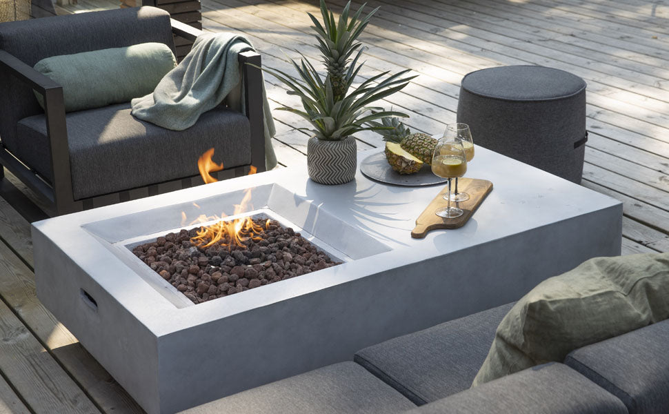 60'' Rectangular Concrete Propane/Natural Gas Fire Pit Table, 50000BTU