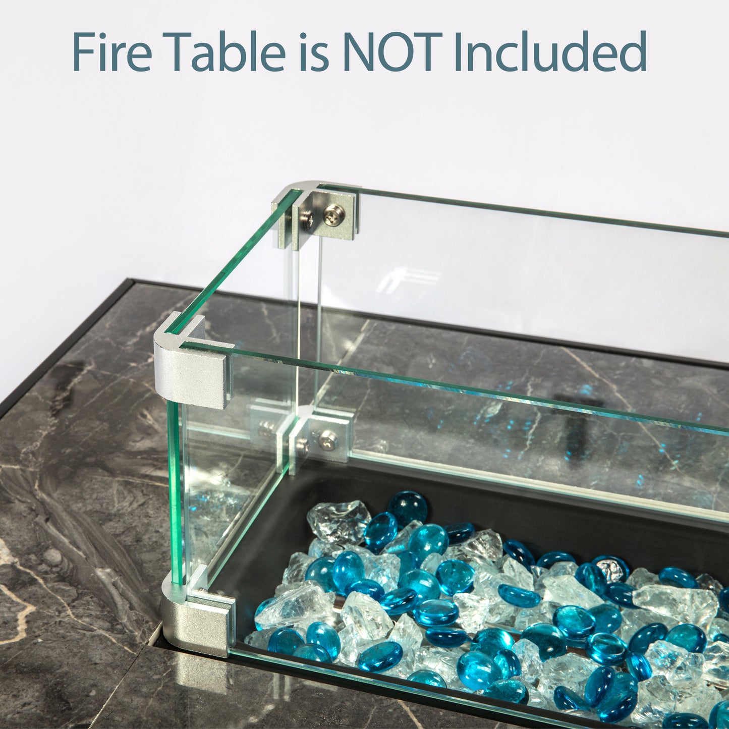 Rectangle Glass Wind Guard for Fire Table Glass Windshield with Bracket