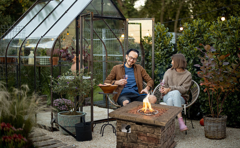 32-Inch Square Stonecast Propane Fire Pit | Outdoor Gas Fire Pit with 50,000 BTU | Weather-Resistant and Stylish