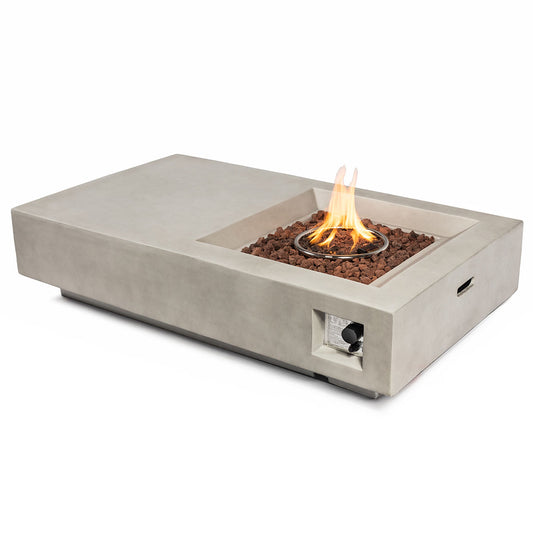 60'' Rectangular Concrete Propane/Natural Gas Fire Pit Table, 50000BTU
