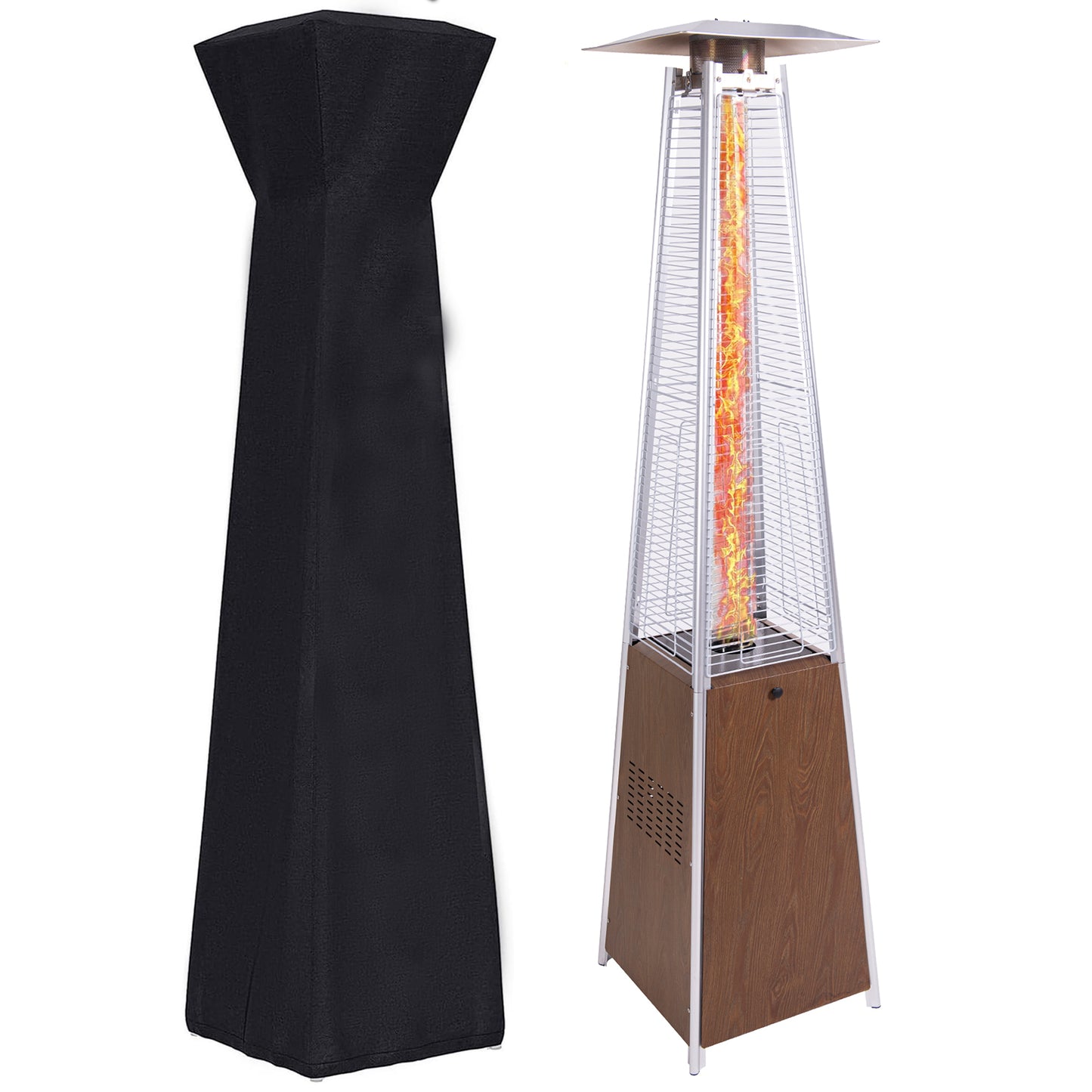Patio Heater 48,000 BTU Outdoor Heaters for Patio Propane with Detachable Wheels, Protective Cover, Outdoor Terrace Garden Poolsid Commercial Residential(BN)