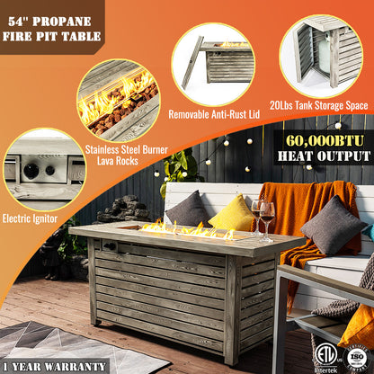 AJ Enjoy 54'' Rectangular Propane/Natural Gas Fire Pit Table