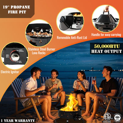 AJ Enjoy 19'' Round Propane Camping Fire Pit