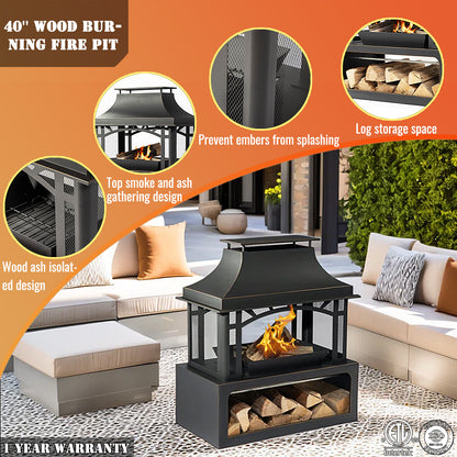 AJ Enjoy 40'' Outdoor Wood-burning Fireplace