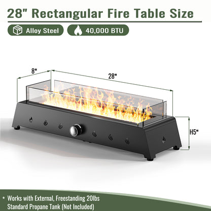 AJ Enjoy 28'' Rectangular Propane Gas Tabletop Fire Pit