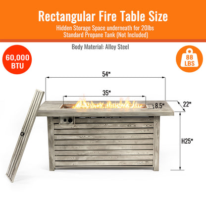 AJ Enjoy 54'' Rectangular Propane/Natural Gas Fire Pit Table