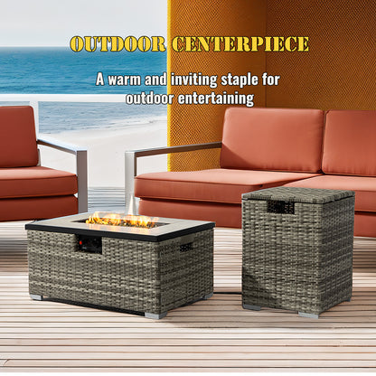 AJ Enjoy 32'' Rectangular Wicker Propane/Natural Gas Fire Pit Table, 3 Colors