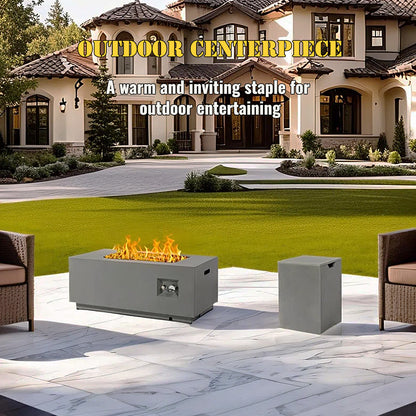 AJ Enjoy 42'' 2-Piece Rectangular Steel Propane/Natural Gas Fire Pit Table Set