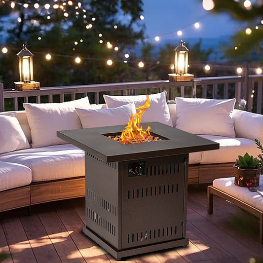 AJ Enjoy 28'' Outdoor Propane/Natural Gas Fire Pit Table, Brown