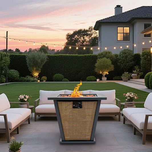 AJ Enjoy 28'' Square Propane/Natural Gas Fire Pit Table, Brown