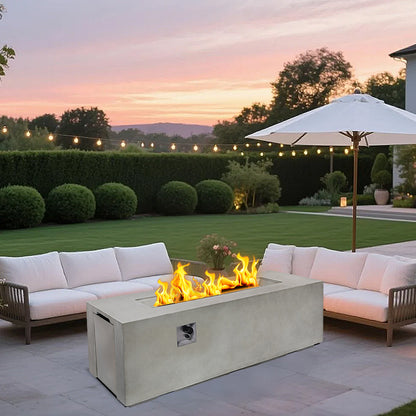 AJ Enjoy 70'' Rectangular Concrete Propane/Natural Gas Fire Pit Table