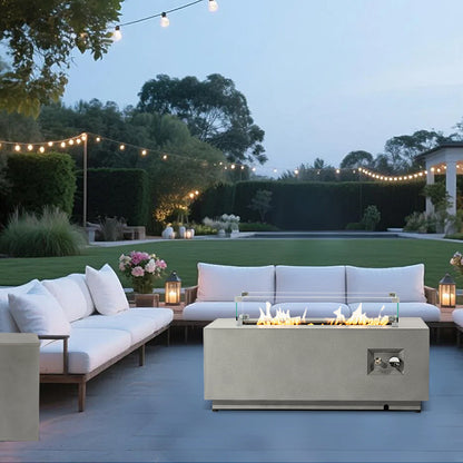 AJ Enjoy 42'' 2-Piece Rectangular Steel Propane/Natural Gas Fire Pit Table Set