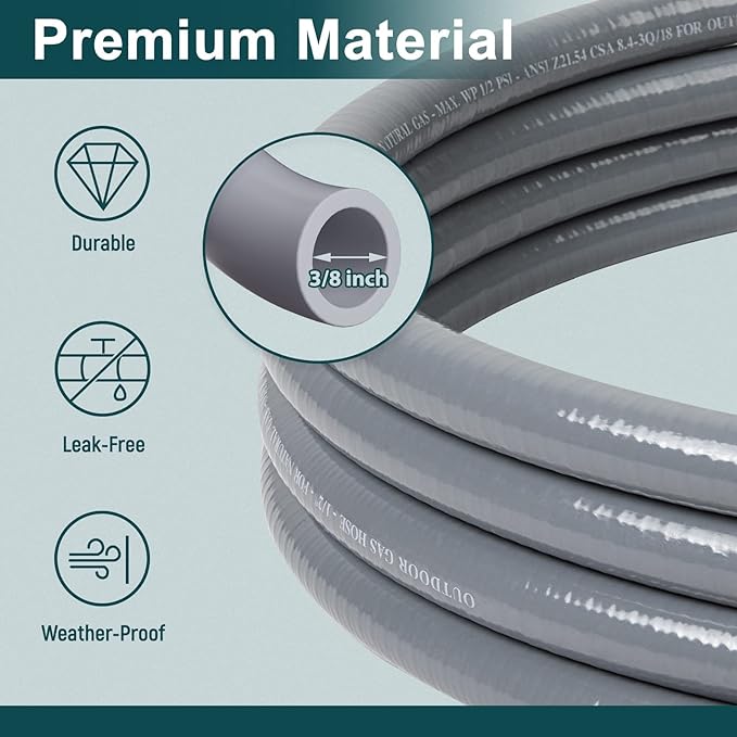 Natural Gas Conversion Kit for LP Fire Pit, Pizza Oven, Patio Heater and More Outdoor Appliance, 10 Feet Gas Line,7/16”