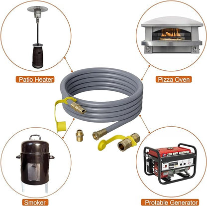 Natural Gas Conversion Kit for LP Fire Pit, Pizza Oven, Patio Heater and More Outdoor Appliance, 10 Feet Gas Line,7/16”