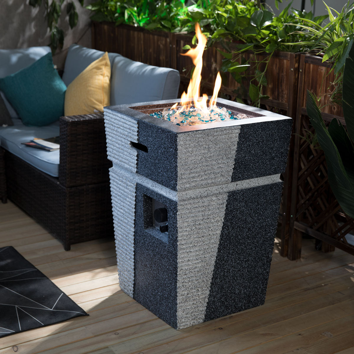 20'' Column Concrete Propane/Natural Gas Fire Pit, 40,000BTU