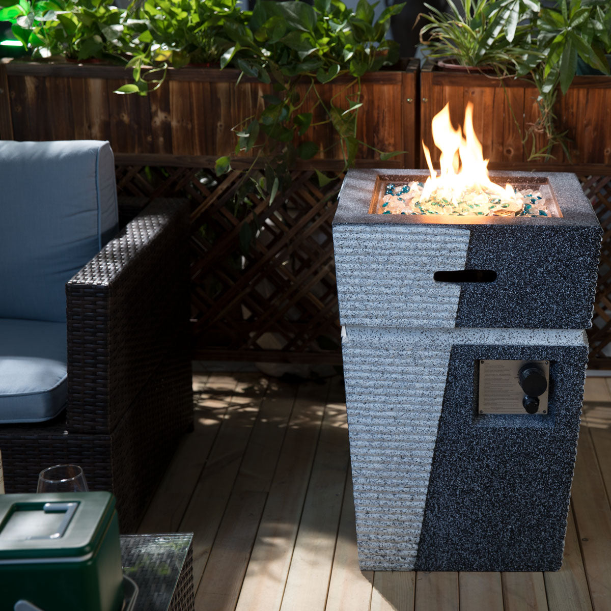 20'' Column Concrete Propane/Natural Gas Fire Pit, 40,000BTU